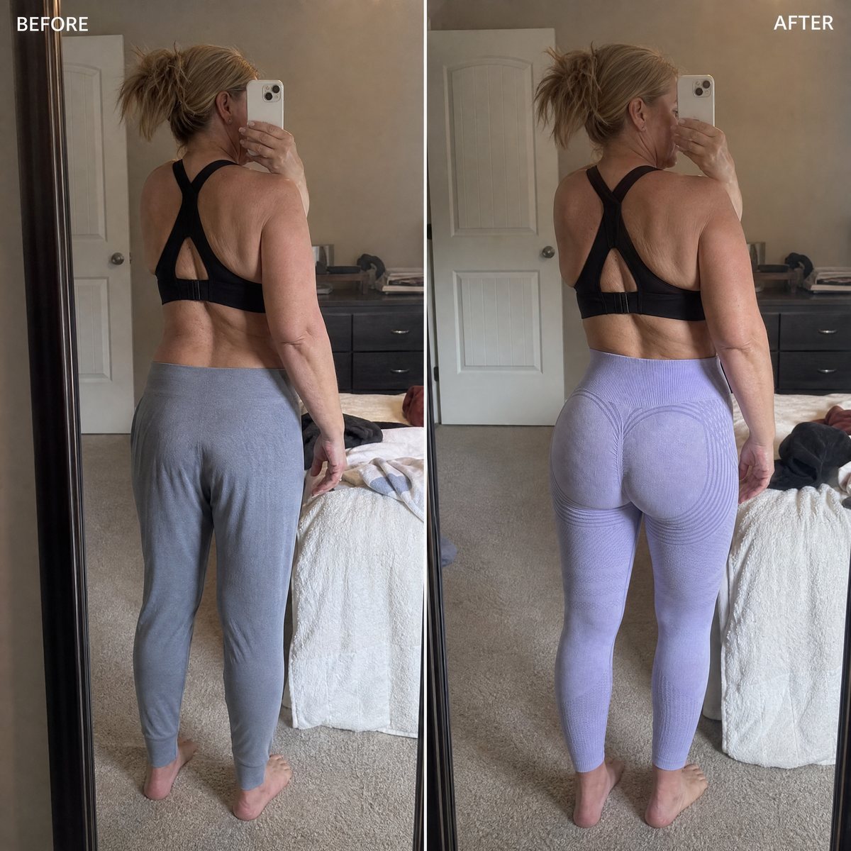 Before and after — butt lifted in Ayleno leggings